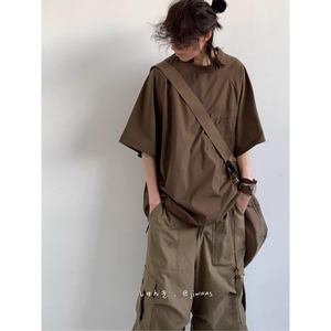 1506/Q328/P41夏季日系基础款纯色短袖T恤男女宽松五分袖上衣潮牌图片