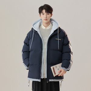 1506/M8602/P75青少年棉服男士棉衣冬装假两件连帽情侣3图片
