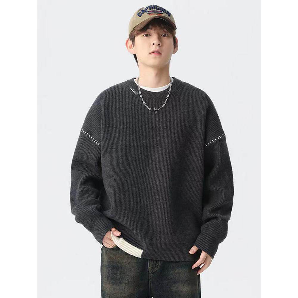 1506/Q50180/P53潮牌宽松圆领休闲百搭慵懒简约加厚保暖针织衫1，男装针织衫/毛衣，星座1506