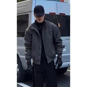 美式正肩飞行夹克男款秋季高级感痞帅廊形短款工装外套立领冲锋衣图片