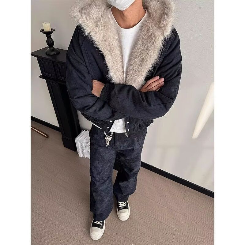 1506/Q86130/P90潮座山雕毛绒连帽棉服男女2025冬季加厚棉衣,男装棉衣,星座1506