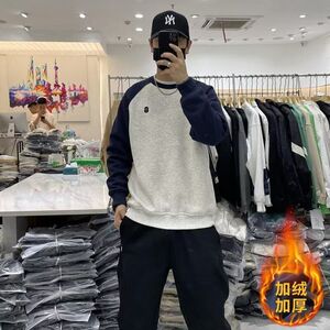 1506/QT2930/P44秋冬卫衣男秋季新款圆领宽松上衣chic港风潮流潮1