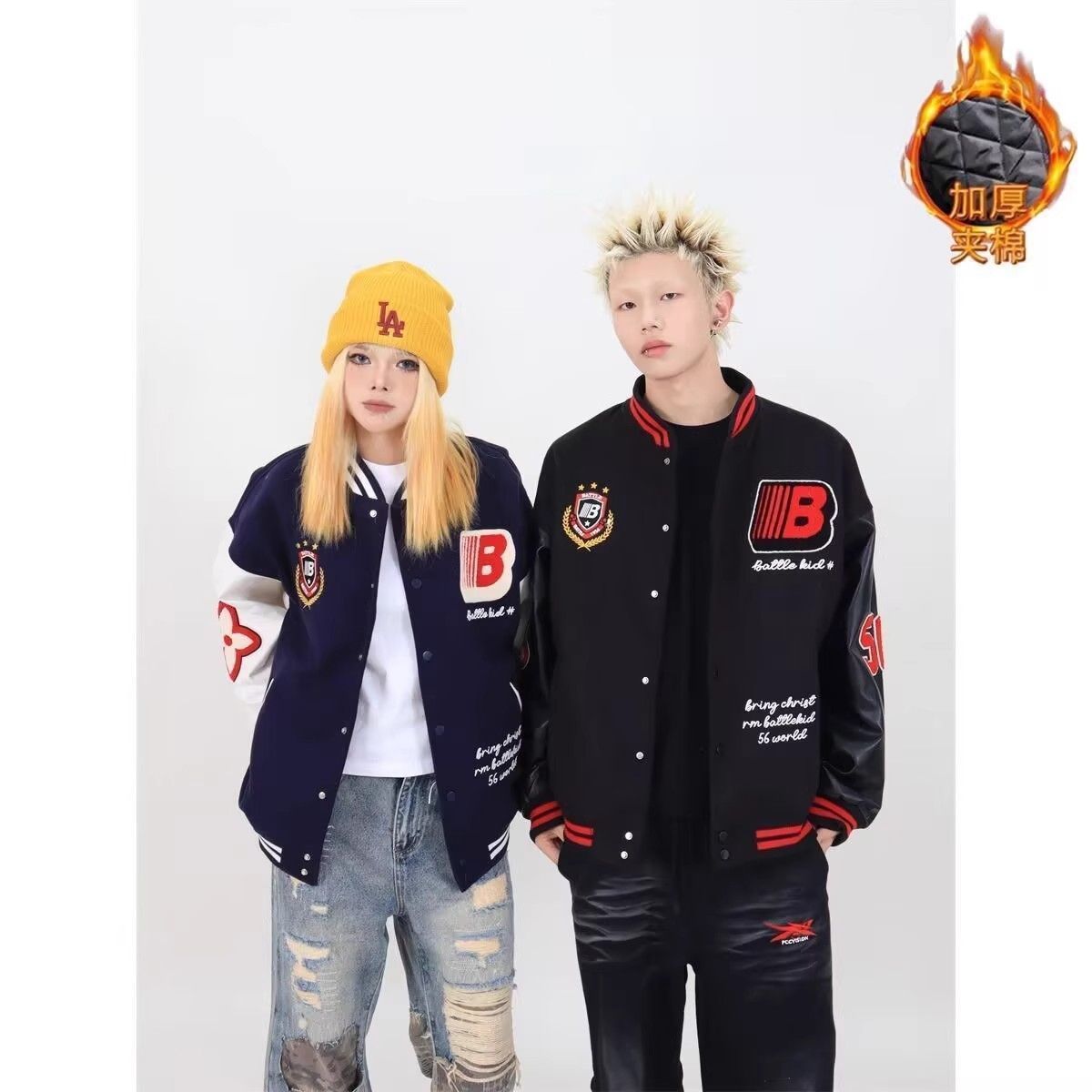 1506/Q2-M80920/P79美式复古盾徽撞色夹克男女校园风外套1,男装夹克,星座1506