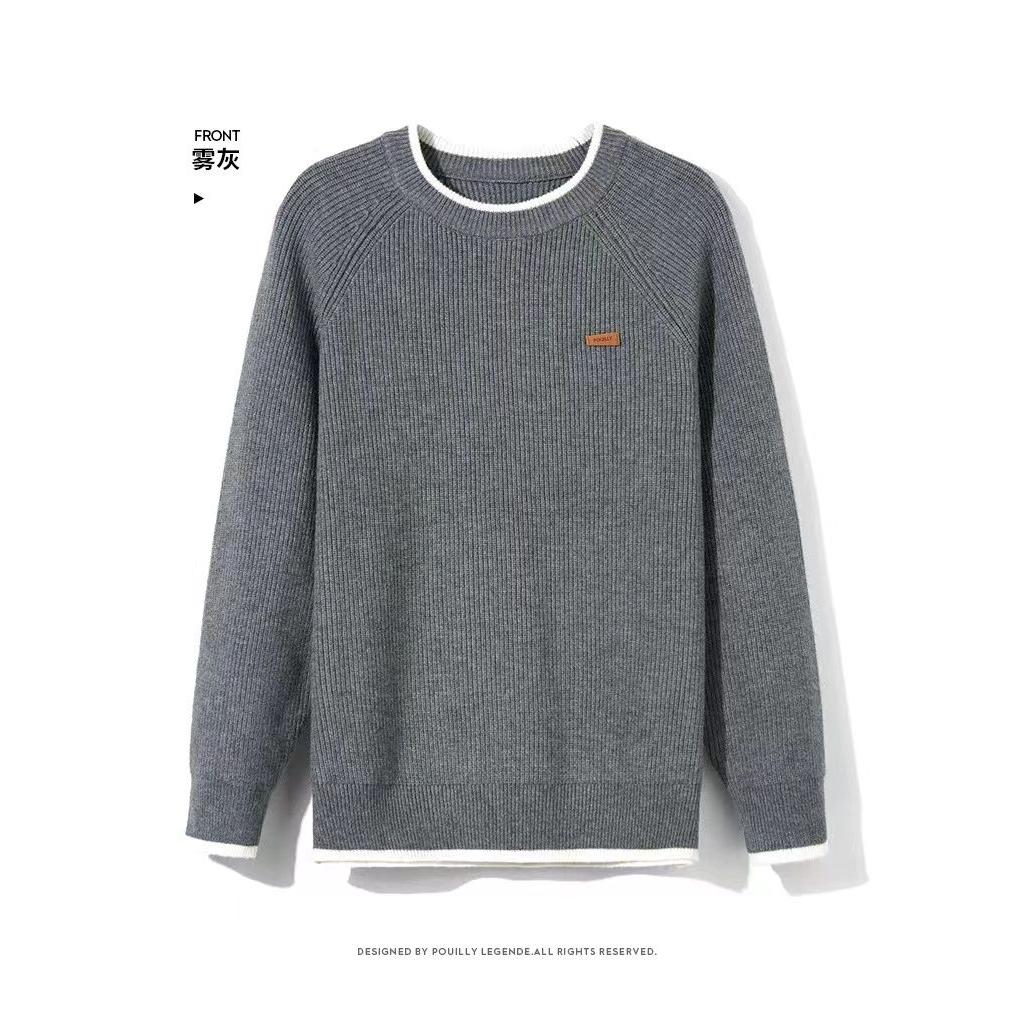 1506/Q50020/P52假两件毛衣男冬季宽松大码胖子内搭针织衫5图片