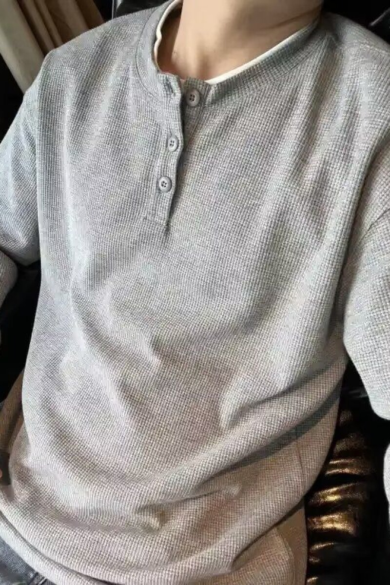 1506/QT4130/P36卫衣男肌理感长袖t恤法式亨利领半开扣POLO衫潮,男装Polo衫,星座1506