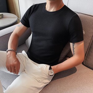 1506/QT8640/P28夏季男韩版潮修身男士百搭短袖t恤1图片