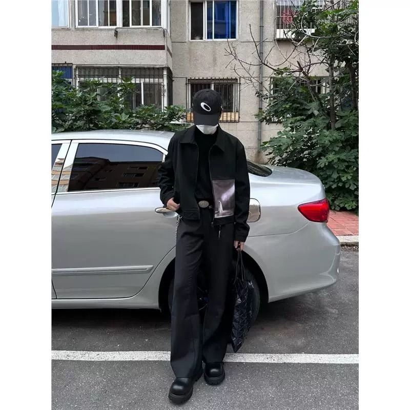 1506/Q6900/P62黑色贴布短款外套男款秋冬潮牌行政夹克潮1,男装夹克,星座1506