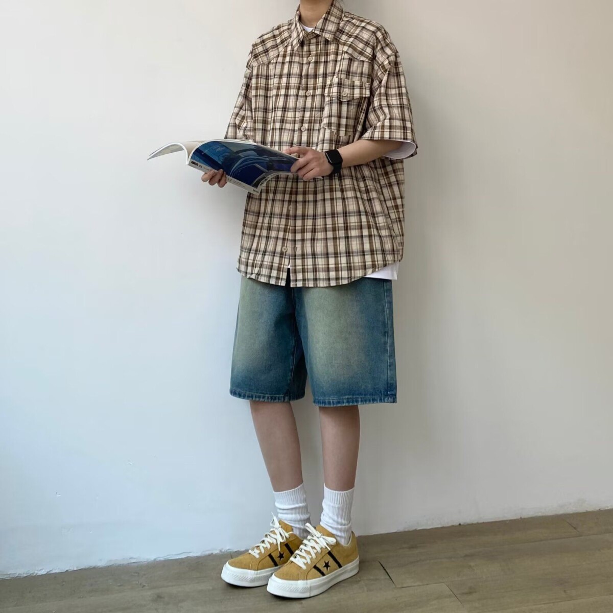 1506/QC1260/P40复古衬衫男夏装港风学生宽松男装上衣外穿,男装衬衫,星座1506