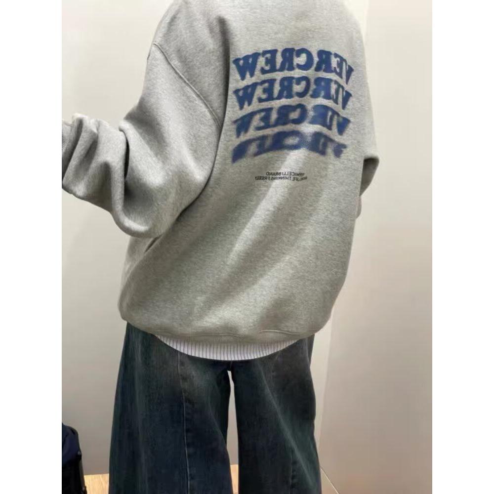 1506/QY4250/P28印花秋冬卫衣男韩版新款圆领宽松上衣港风潮流潮图片