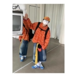1506/Q22340/P36美式复古设计感格纹长袖衬衫男女休闲宽松衬衣1，男装衬衫，星座1506