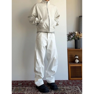 1506/QFK080/P62美式马吉拉弯刀休闲裤男女褶皱弧形阔腿宽松长裤