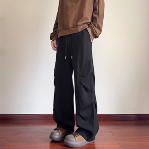 1506/QK500/P36男款春秋季潮牌慵懒风垂感长裤休闲阔腿裤图片