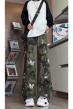 1506/Q3280/P39蛇纹迷彩工装裤男秋款潮牌美式牛仔裤直筒微喇叭裤，男装牛仔裤，星座1506