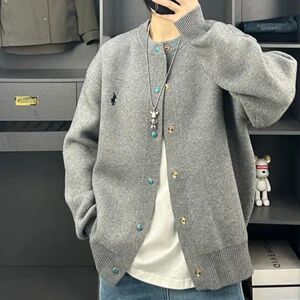 1506/QY760/P64潮流慵懒风针织开衫百搭圆领长袖2图片