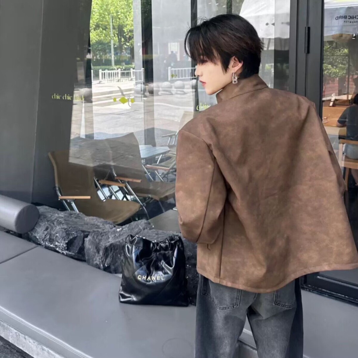 1506/QWT930/P66美式短款垫肩机车服立领皮衣外套男装,男装皮衣,星座1506