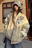 1506/QJK0180/P66毛呢拼皮面料毛巾刺绣蓝杏色2025年小众夹克，男装夹克，星座1506