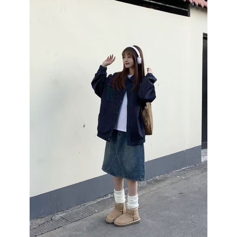 1506/Q6310/P59日系拼接棒球服夹克男秋潮牌宽松拼色情侣工装外套,男装夹克,星座1506