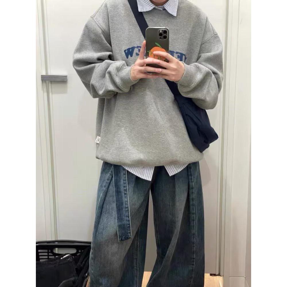 1506/QY4250/P28印花秋冬卫衣男韩版新款圆领宽松上衣港风潮流潮图片