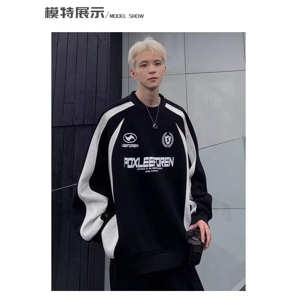 1506/QW010/P41美式复古拼色卫衣男秋圆领机车风休闲上衣服,男装工装外套,星座1506