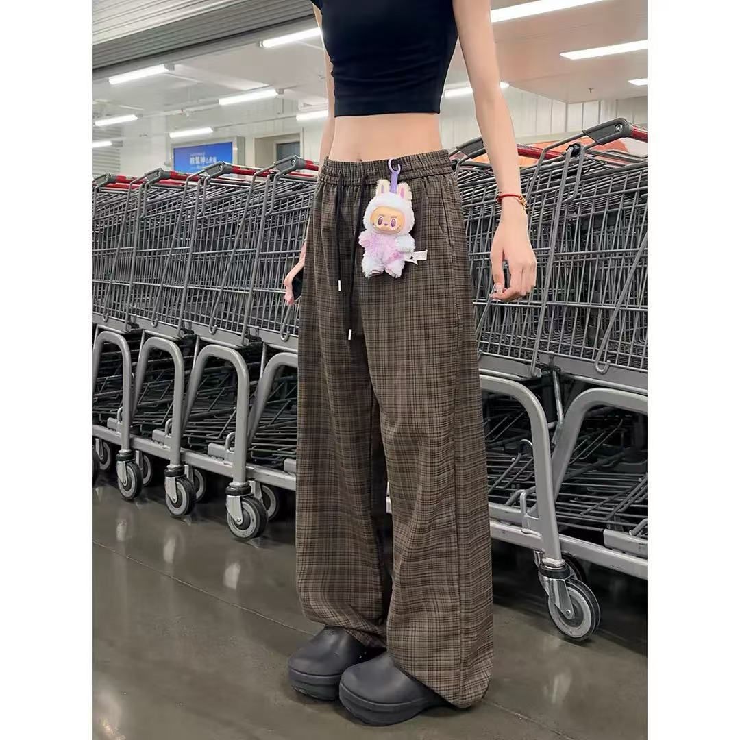 1506/QA4290/P39轻薄透气格子裤长裤休闲裤情侣男女百搭复古ins,男装休闲裤,星座1506