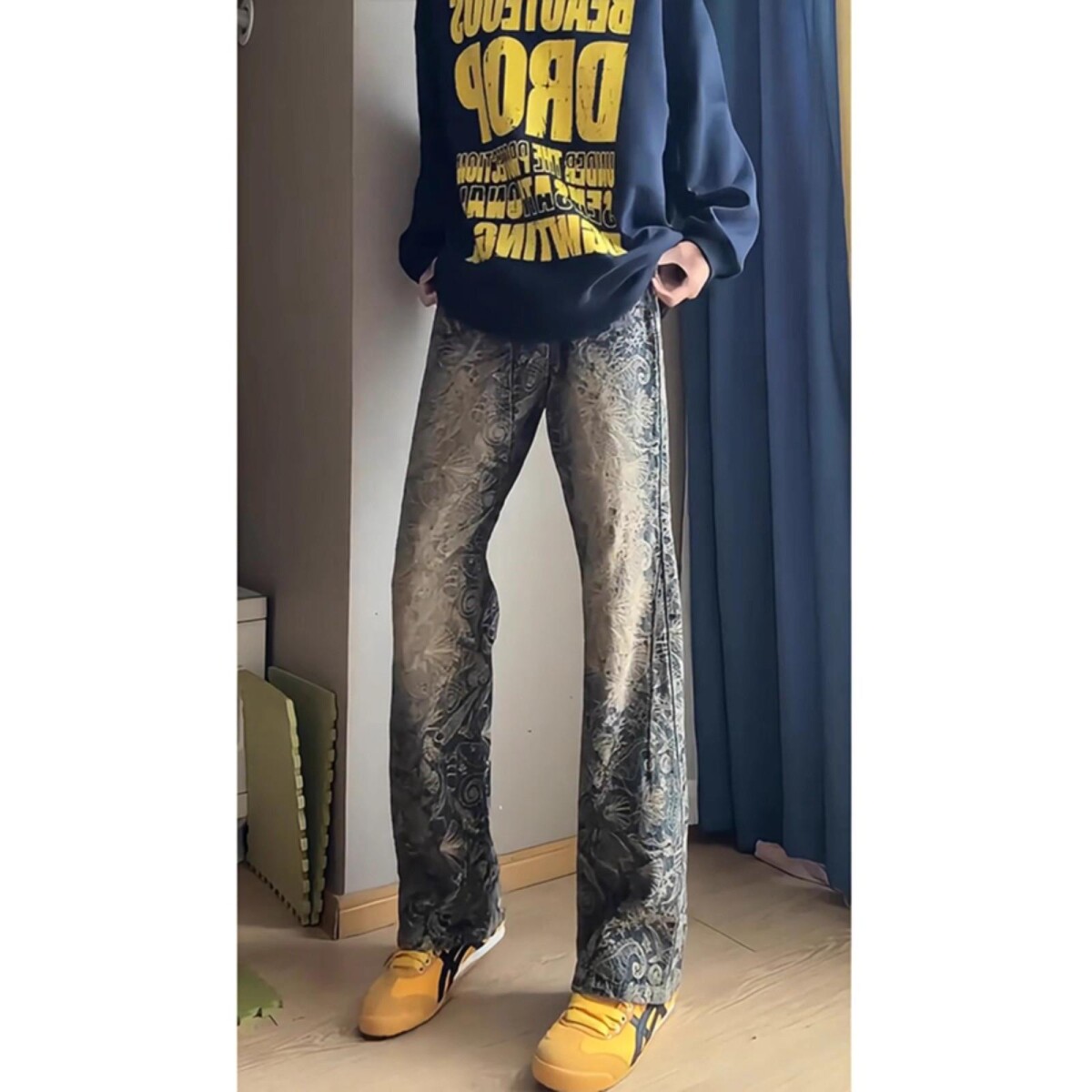 1506/QM80100/P56新款宽松直筒微喇裤美式复古休闲裤1,男装休闲裤,星座1506