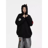 1506/Q82860/P59潮牌美式连帽开衫卫衣男宽松嘻哈街头百搭外套，女装短外套，星座1506