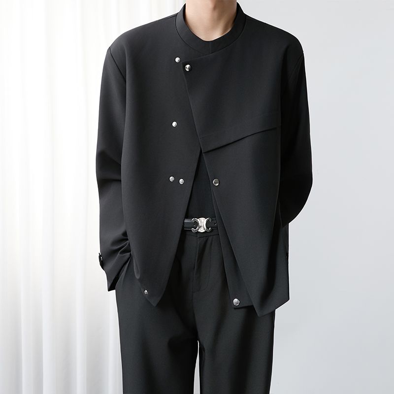 1506/QW350/P69新中式黑色廓形西服夹克男春秋季宽松西装外套,男装夹克,星座1506