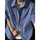 1506/QC1290/P40复古衬衫男夏装港风学生宽松小众设计感男装上衣，男装衬衫，星座1506