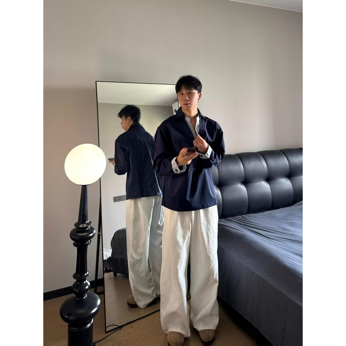 1506/QJ490/P48日系工装衬衫男长袖秋款宽松休闲衬衣外套上衣ins,男装衬衫,星座1506