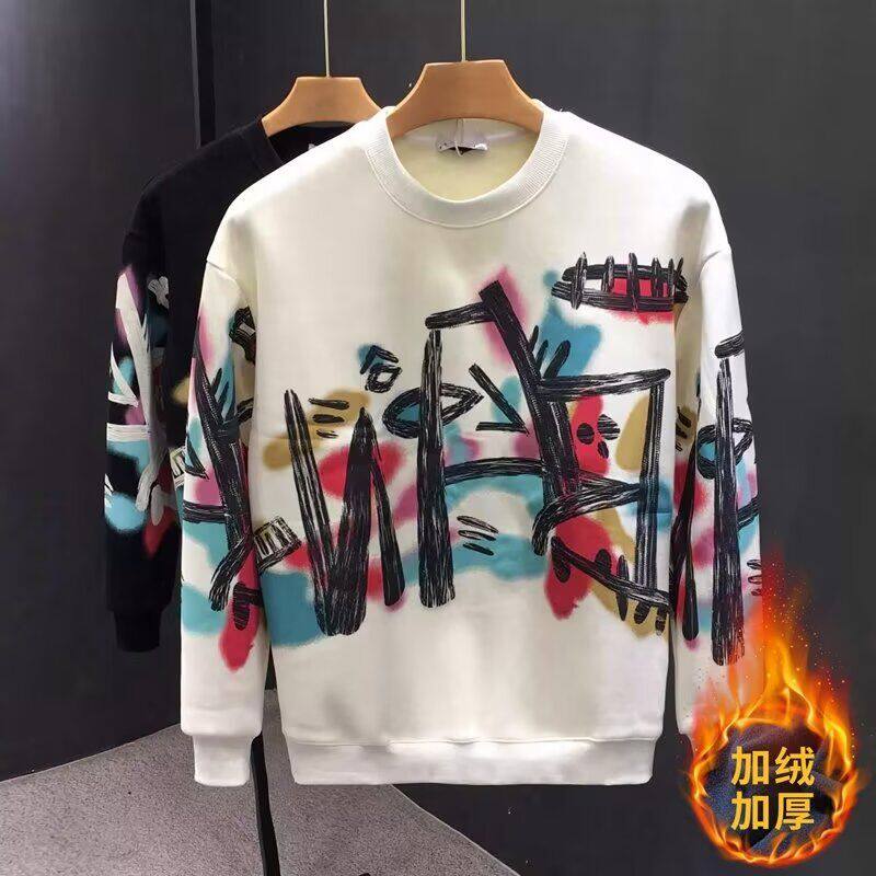 1506/QT3100加绒/P42休闲印花卫衣男秋季新款圆领宽松上衣潮,男装卫衣,星座1506