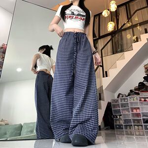 1506/QA80390/P46休闲裤男百搭裤子夏季薄款坠感阔腿拖地长裤图片