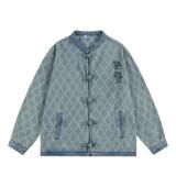 1506/JA0881/P76新中式盘扣牛仔外套菱格风复古衬衫刺绣夹克男，男装工装外套，星座1506