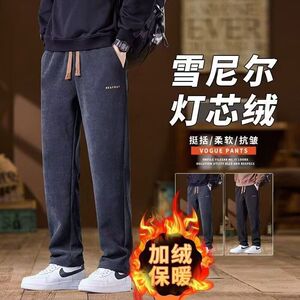 1506/QK180加绒0/P32秋冬美式潮牌宽松加绒加厚灯芯绒休闲裤图片
