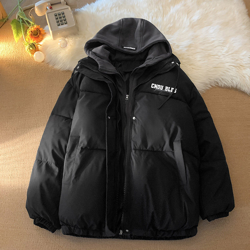 1506/MY106/P80毛毯宽松面包服连帽假两件棉衣外套情侣棉服男1,男装棉衣,星座1506