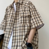1506/QC1260/P40复古衬衫男夏装港风学生宽松男装上衣外穿，男装衬衫，星座1506