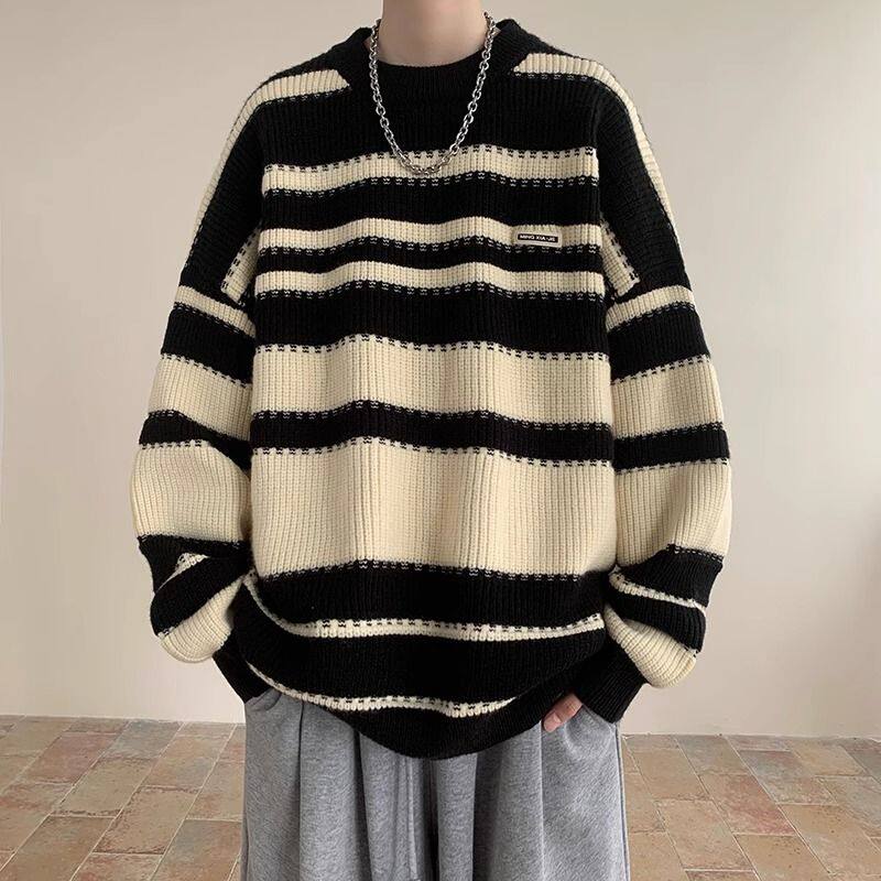 1506/QMY5160/P49黑色圆领毛衣男款春秋季慵懒高级感针织外套，男装针织衫/毛衣，星座1506