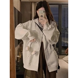 1506/QJ6090/P53大码女装拉链连帽卫衣秋冬宽松显瘦百搭刺绣外套1，女装大码女装，星座1506