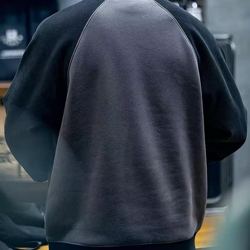 1506/Q70470/P43重磅撞色卫衣男生秋冬季宽松潮牌加大码圆领上衣,男装卫衣,星座1506