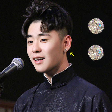 小辫儿张云雷同款耳钉s925纯银大钻耳钉四爪镶钻耳钉锆石纯银耳钉