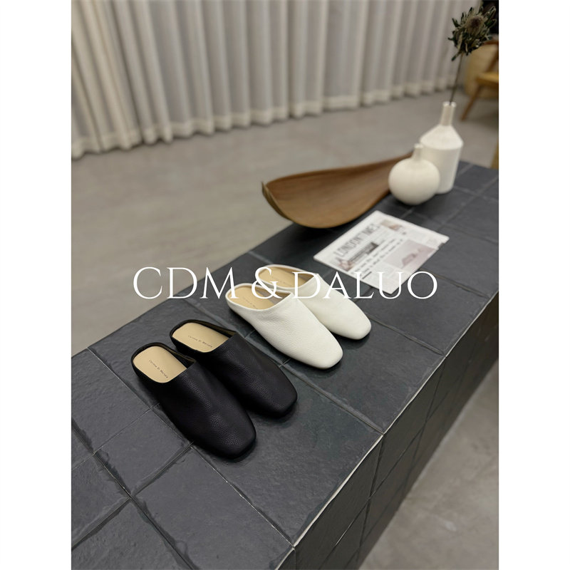 【大罗Daluo】极简方头包头一脚蹬拖鞋~跟高2cm半码拍大