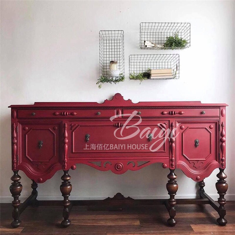 法式复古玄关柜入户门厅美式高档轻奢实木雕花餐边柜储物柜定制