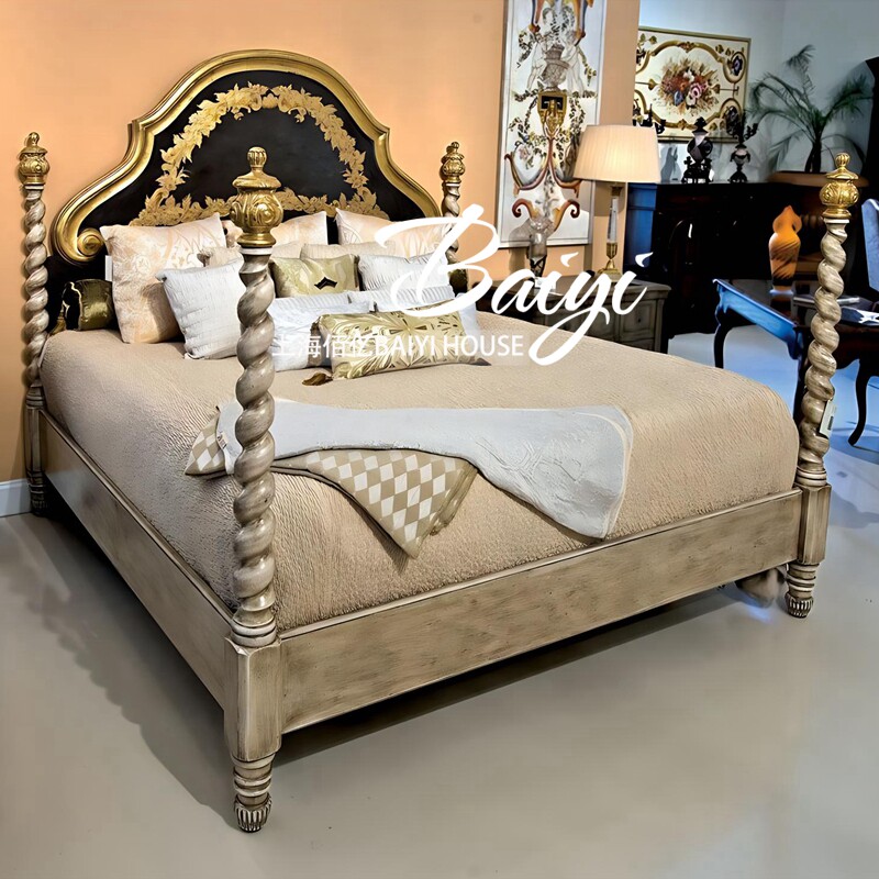 法式复古床欧式实木雕刻奢华宫廷公主床主卧1.8米美式双人床婚床