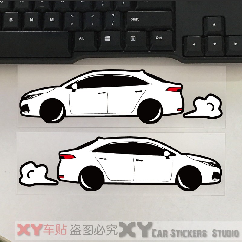 xy車贴 q版汽车尾气卡通涂鸦贴花适用于亚洲狮 防水反光车身后窗