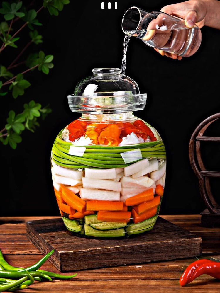 家用玻璃泡菜坛子盖子加厚宽口玻璃高颜值泡菜罐腌菜泡菜发酵菌坛
