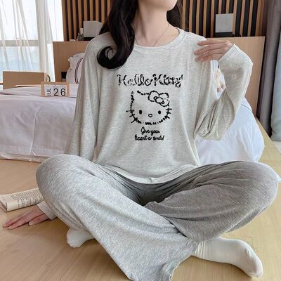 棉睡衣女春夏季棉质长袖大码夏天2025新款精梳棉家居服套装可外穿