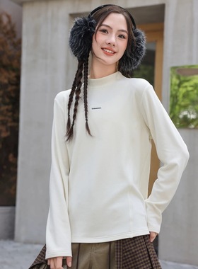 女童打底衫骄骄虎女大童2025冬季新款双面绒自发热t恤半高领7492