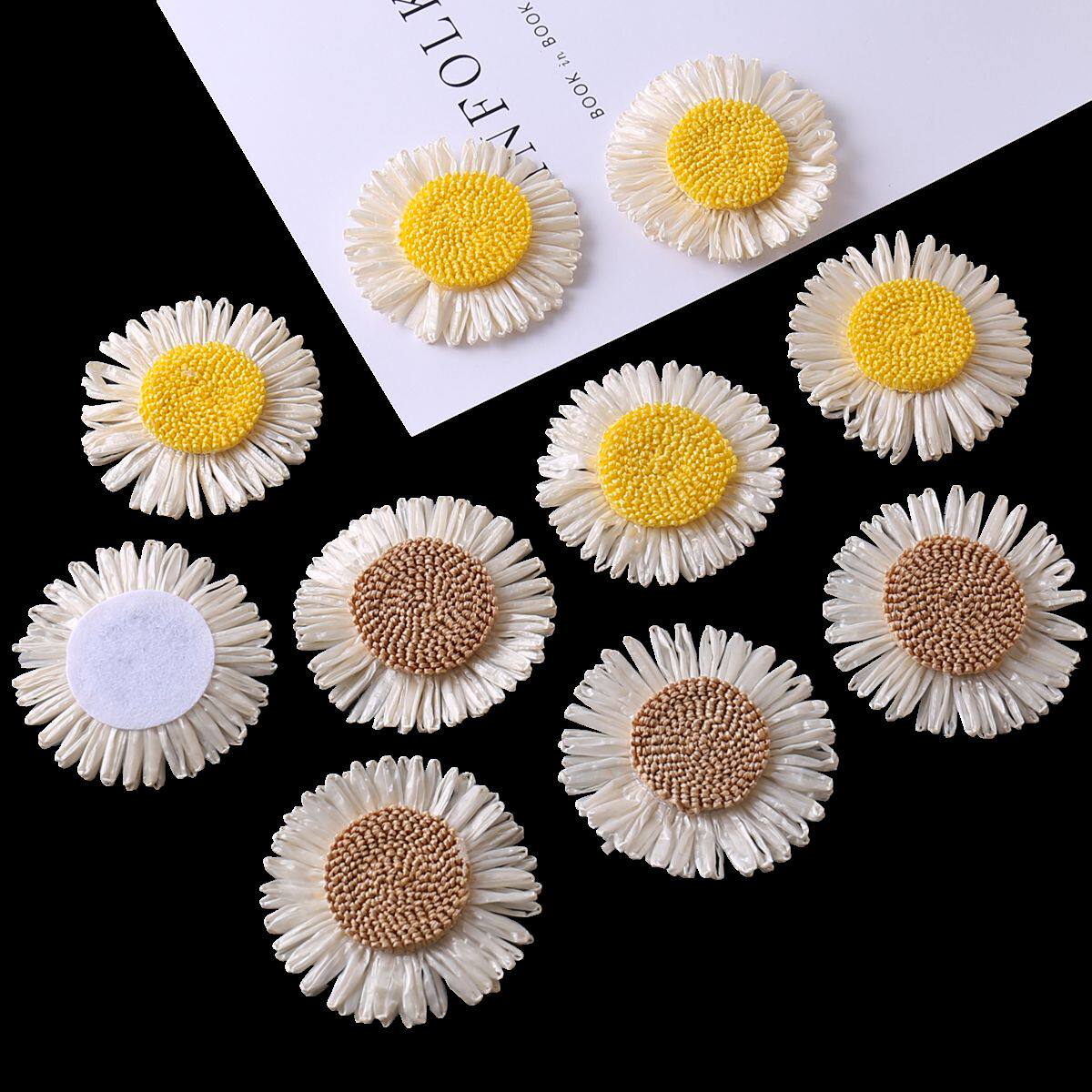 diy饰品拉菲草太阳花立体配件草编花草帽帽花鞋花辅料耳环材料