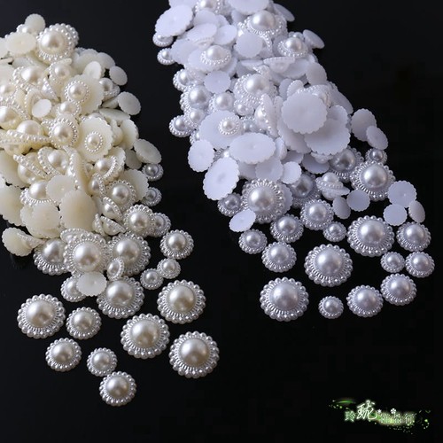 diy仿珍珠平底半圆贴片饰品发夹