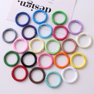 35mm彩色圆形弹簧扣开口圈连接卡扣手机链挂件钥匙扣圈环箱包配件