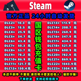 Steam中国区充值卡cdk钱包充值码余额账户充钱卡礼品卡钱包兑换码